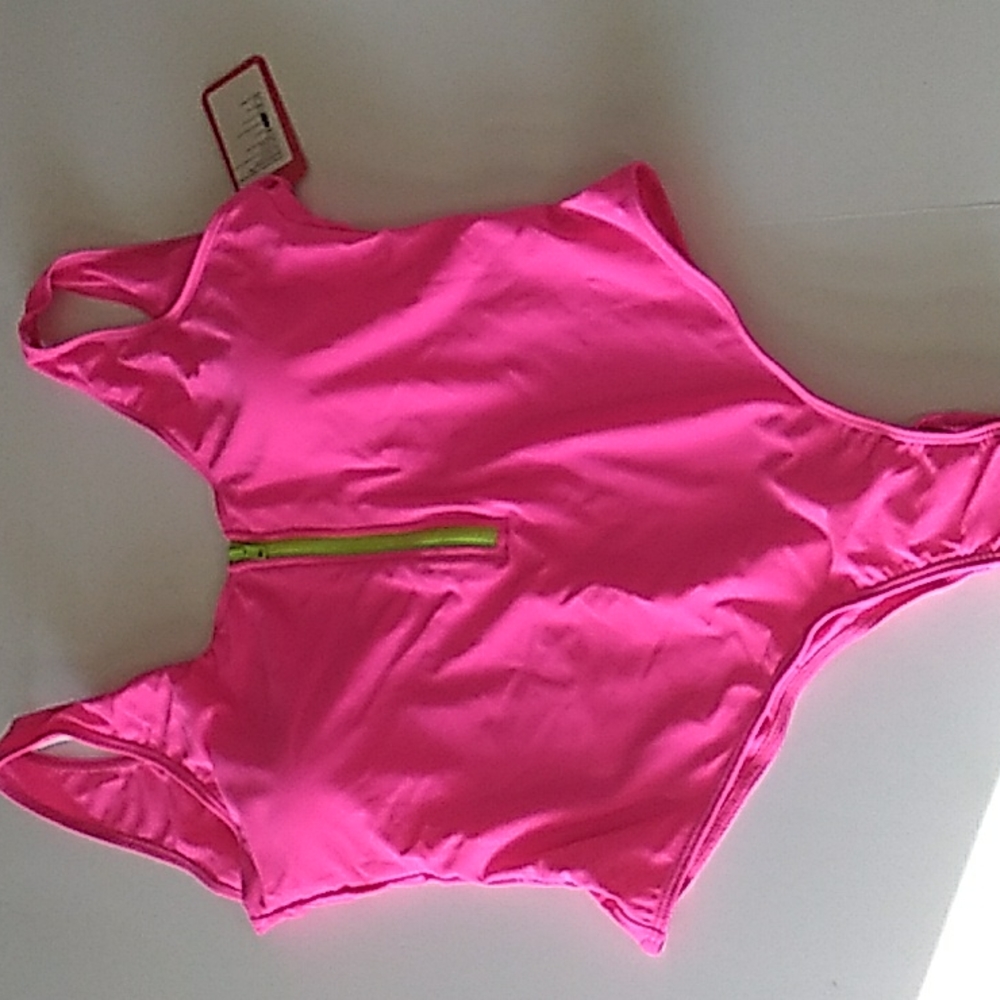 Women’s Hot Pink One-Piece Swimsuit with Front Zip